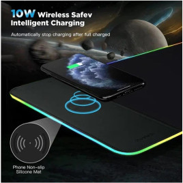 Коврик для мыши с беспроводным зарядным устройством Choetech (T543-F) RGB Illuminated 15W Wireless Charging Mouse Pad